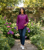 Pure crepe purple bandhani shirt