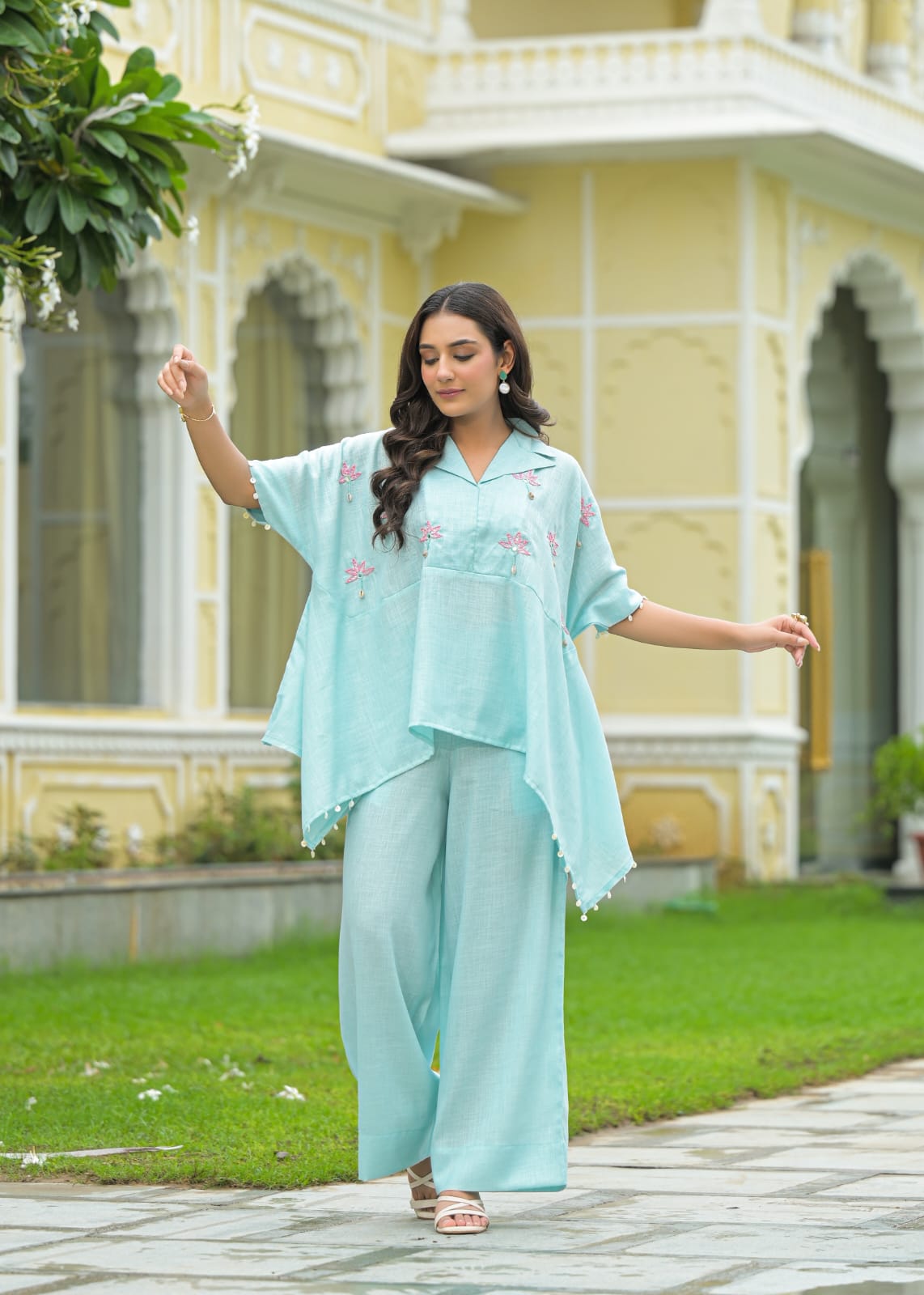 Smart linen kaftan co ord