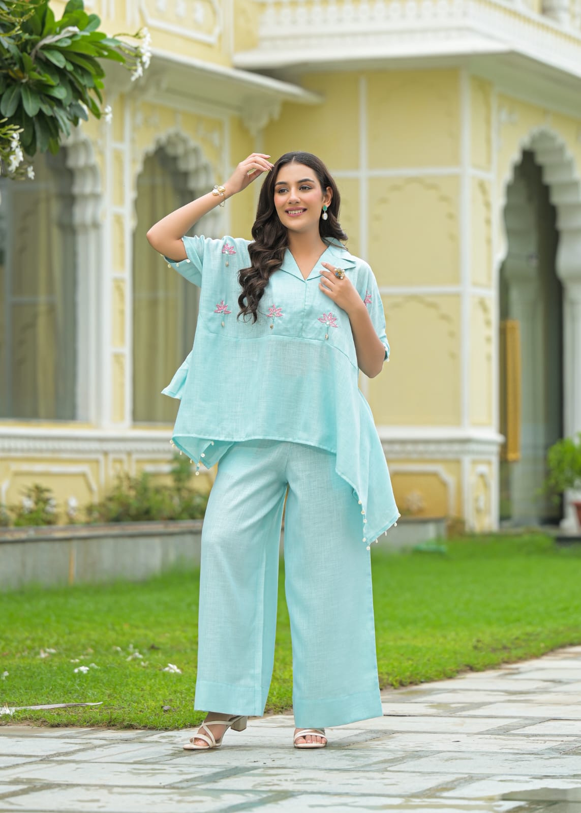 Smart linen kaftan co ord