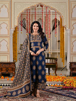 Cotton suit set in blue