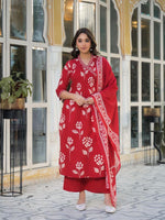Super pretty cotton red angrakha full suit