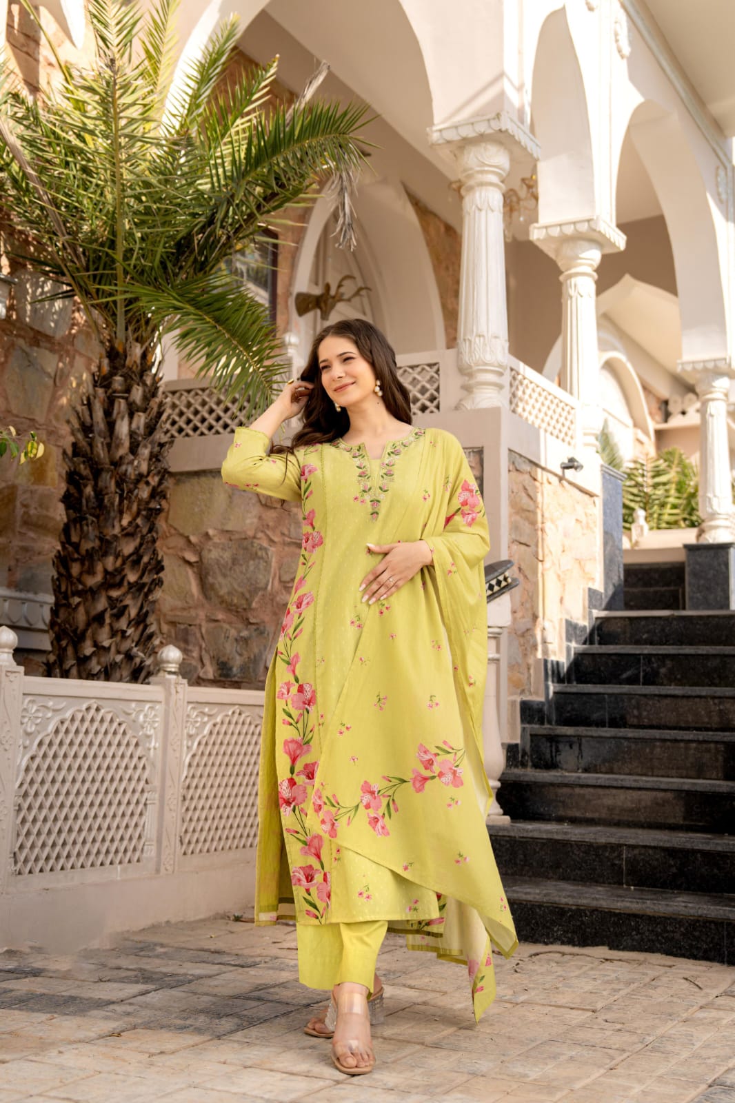 Pure cotton digital printed handwork designer cotton suit set