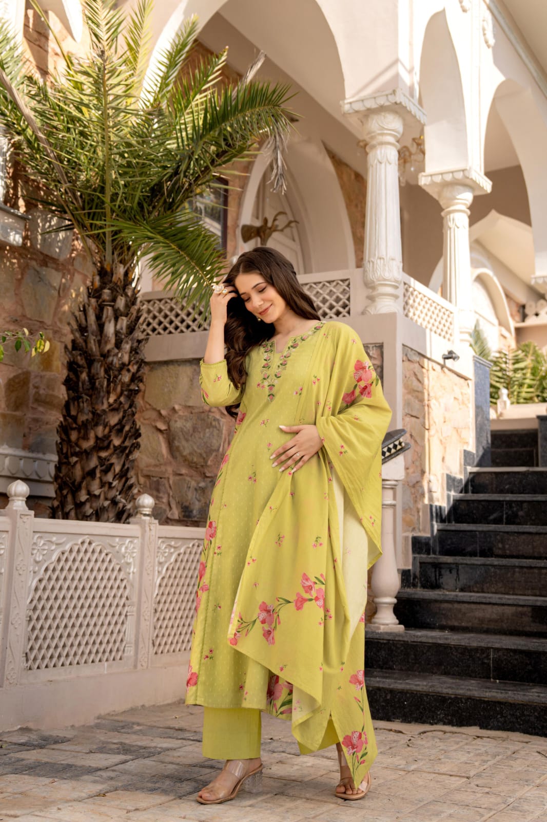 Pure cotton digital printed handwork designer cotton suit set