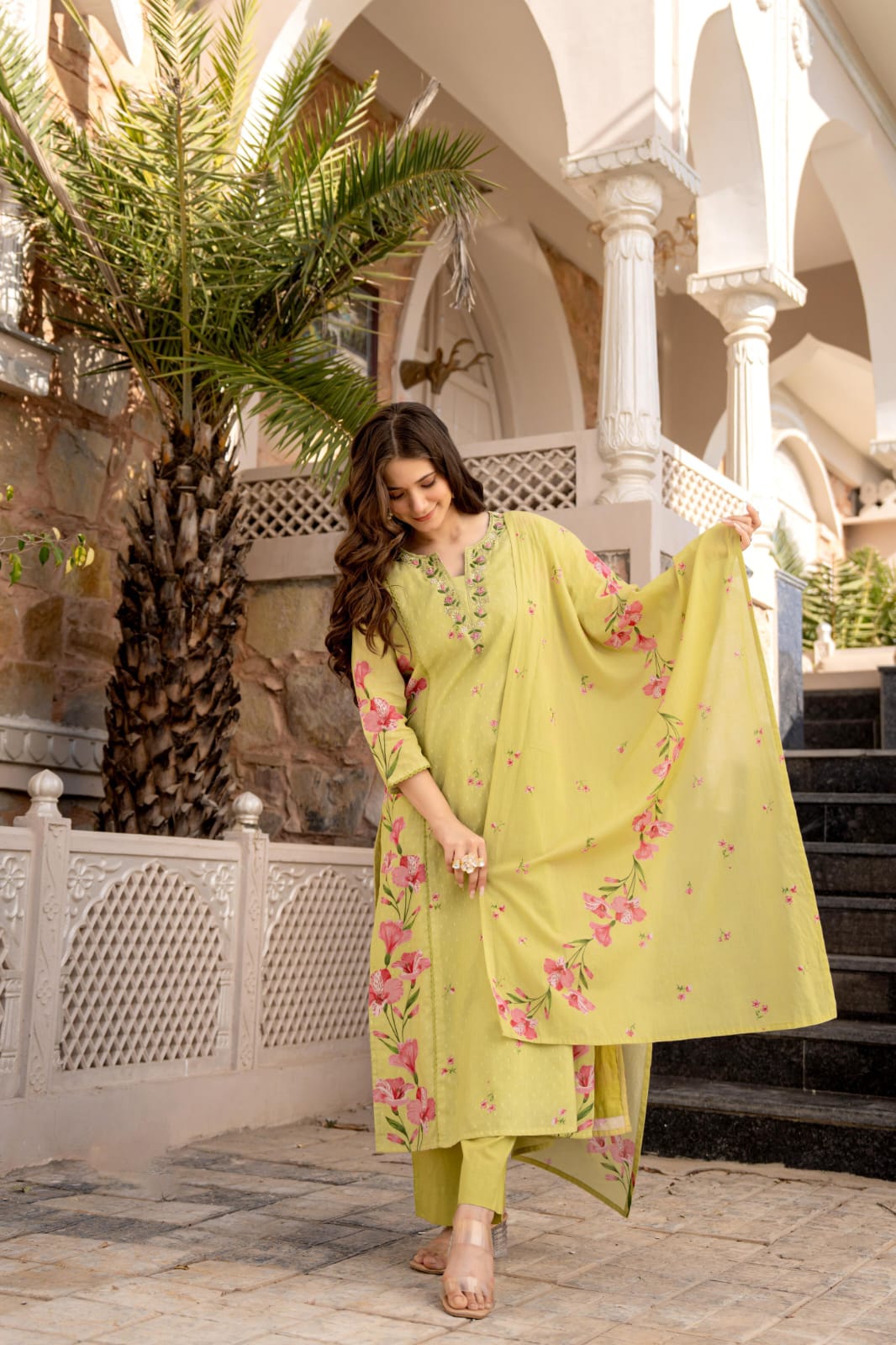 Pure cotton digital printed handwork designer cotton suit set