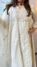 Premium tissue zari detailing suit in ivory