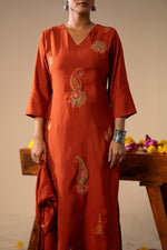 Bemberg muslin multi thread embroidered full suit set