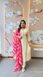 Pretty tissue Anarkali suit set paired