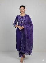 Restocked !! Heavy rayon suit set in purple !! Dispatch Next Week