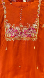 Super pretty dola silk Zari detailing suit in orange