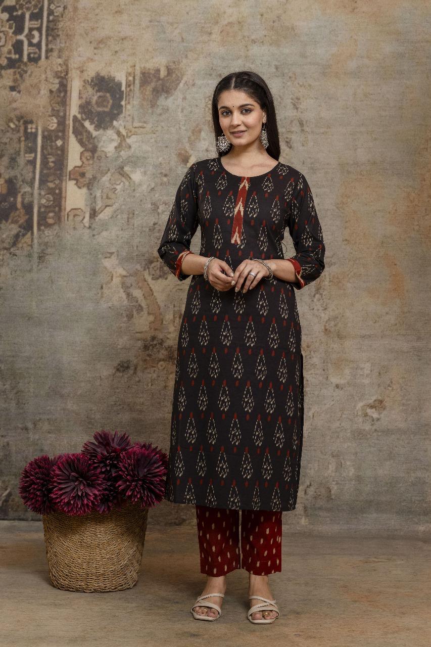 Pure cotton quilted jacket kurta pant