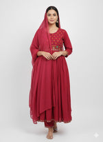 Red cotton embroidery suit set