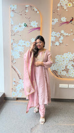 Premium tissue pink full suit set with designer back