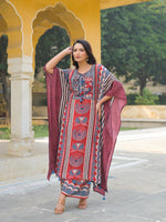 Ajrakh Mul silk kaftan co ord