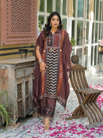 Wow Ajrakh Mul silk kaftan co ord