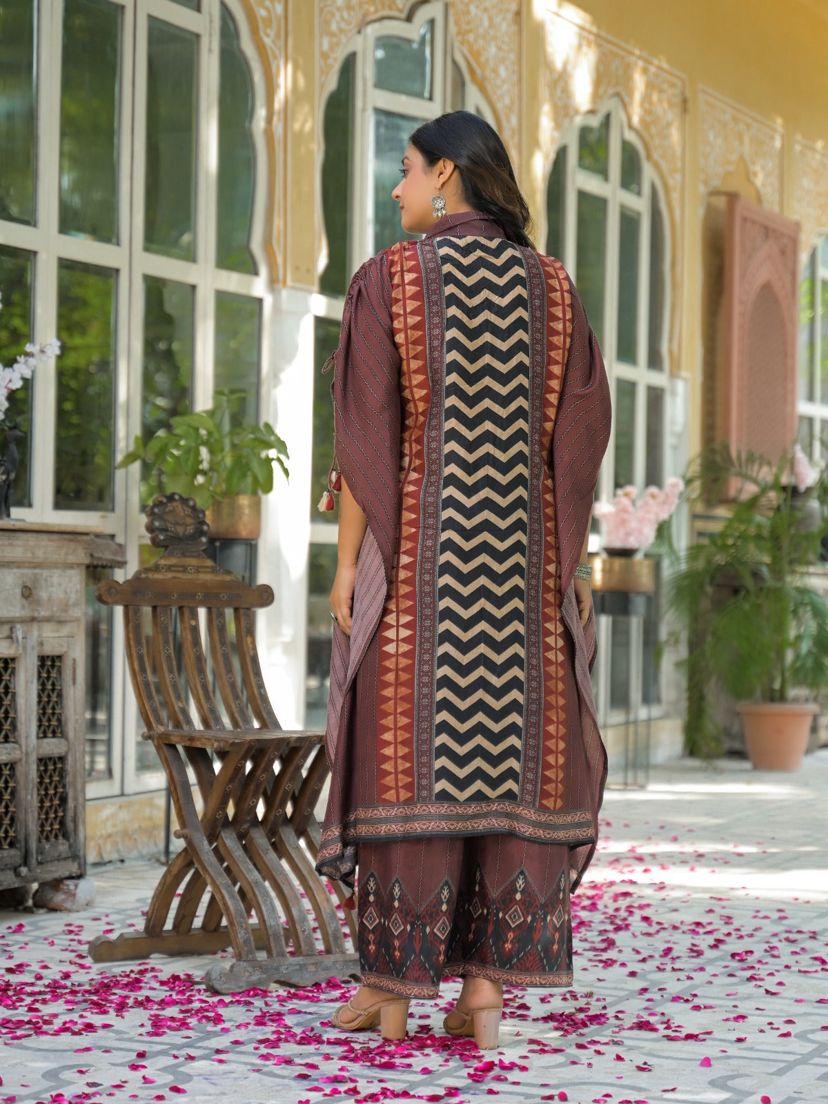 Wow Ajrakh Mul silk kaftan co ord