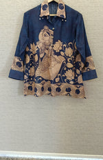Blue mul silk designer shirt