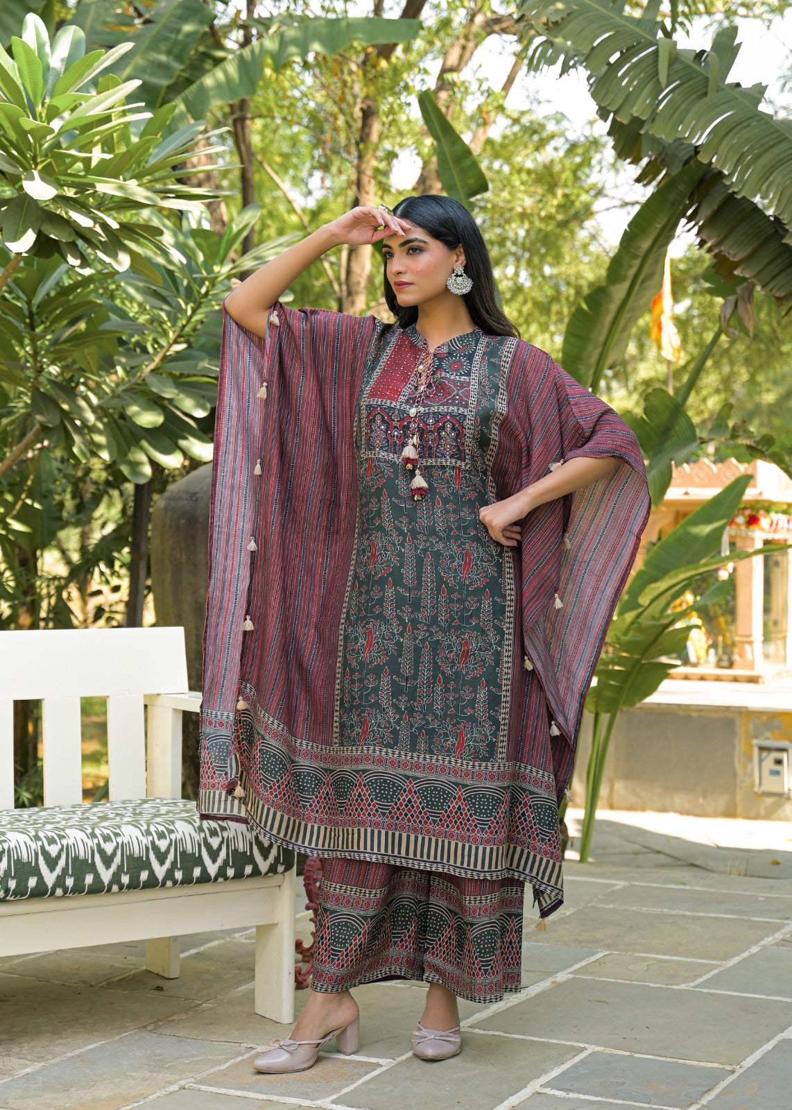 Pure Mul silk pretty ajrakh kaftan