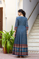 Cotton ajrakh gown in blue