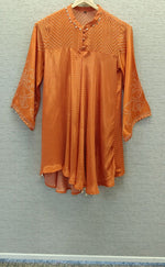 Pure crepe bandhani orange top