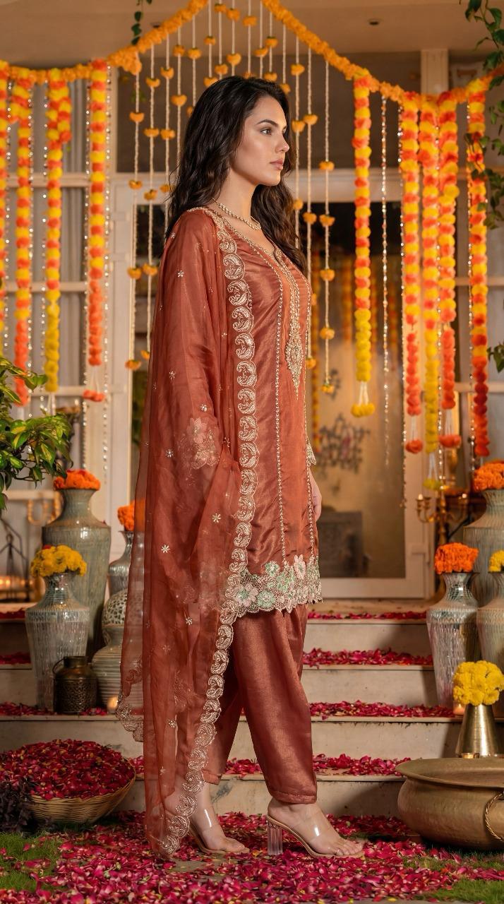 Pure tissue farshi salwar suit set