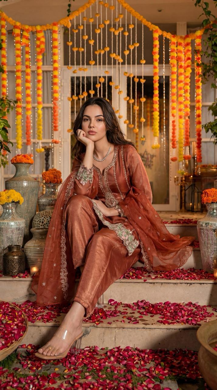 Pure tissue farshi salwar suit set