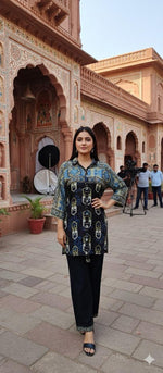 Pure crepe designer co ord set in blue