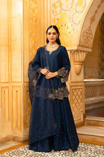 Gorgeous suit back in new colour! Santoori silk dress plazzo set with intricate embroidery