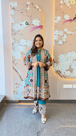 Premium Patola jacket paired with sleeveless kurta and pant