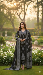 Black super pretty cotton Anarkali suit set
