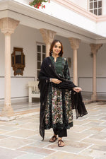 Premium cotton green kalamkari full suit set