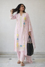 Textured cotton beautifuly embroidered in gorgeous powder pink