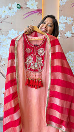 Pretty shimmer tissue party wear suit set