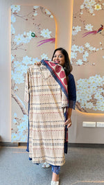 Super pretty cotton full suit set in V neck