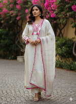 Pretty viral tissue suit set with pom pom lace detailing in ivory