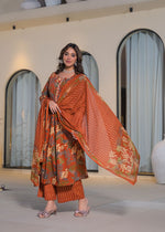 Pure cotton yellow full suit set in orange