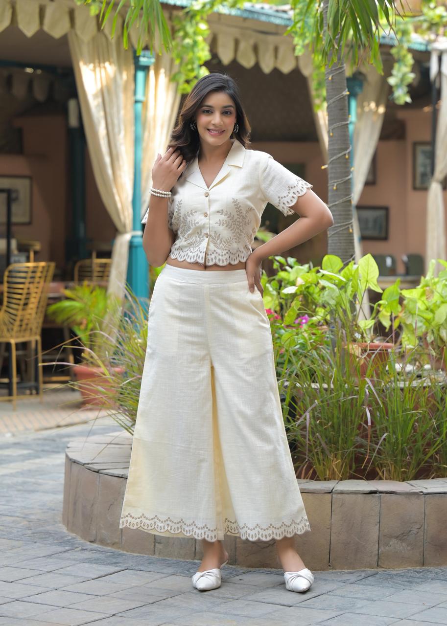 Smart cotton cut work Co ord set