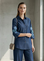 Denim cotton embroidered co ord