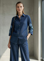 Denim cotton embroidered co ord