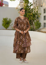Pure cotton in Ikkat print in angrakha pattern full suit set