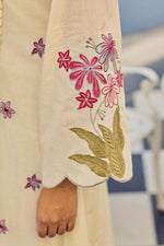 Pure Mul cotton fully embroidered suit set in cream