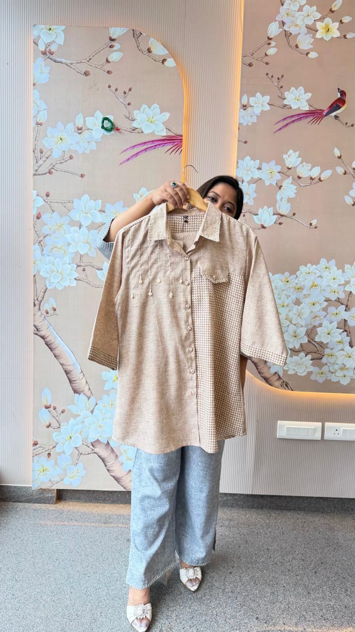 Premium linen co ord set in beige