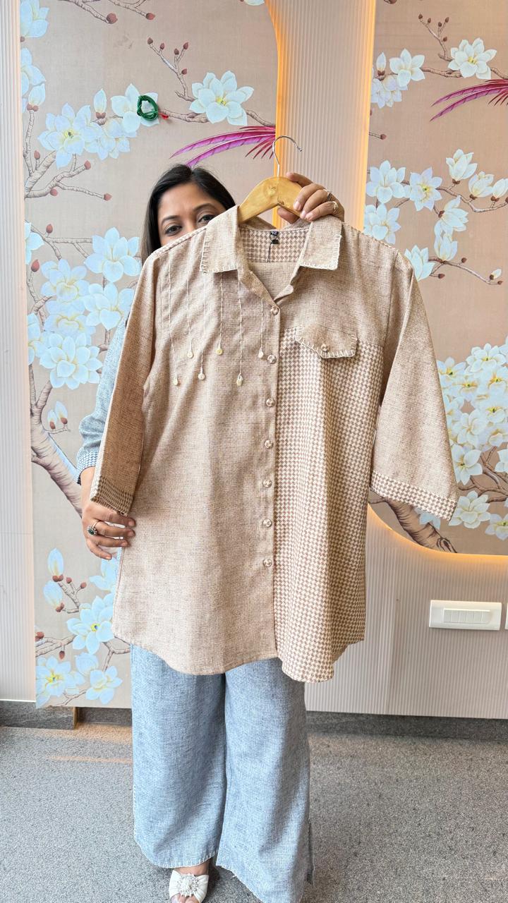 Premium linen co ord set in beige