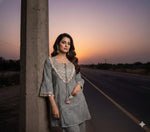 Pure crepe silk real mirror co ord set