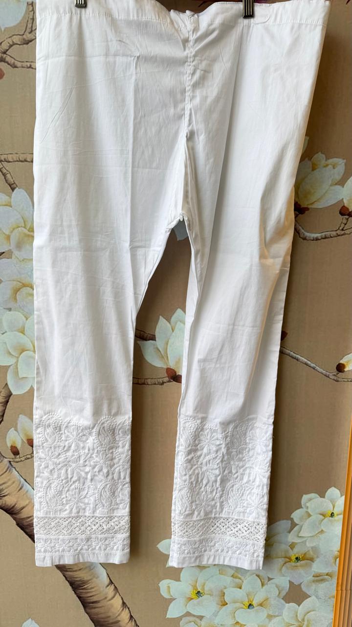 Pretty cotton chikankari stretchable pant Free size