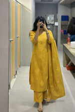 Restocked the bestselling! Super pretty cotton embroidered suit set in yellow