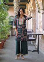 Restocked in new colour! Pure chinon zari detailing co ord set in green