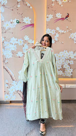 Mint green Mul chanderi lining suit set
