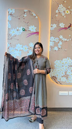 Pure cotton Anarkali suit set in black