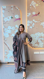 Pure cotton Anarkali suit set in black