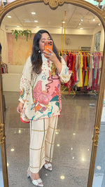 Pure crepe digital printed high low co ord set